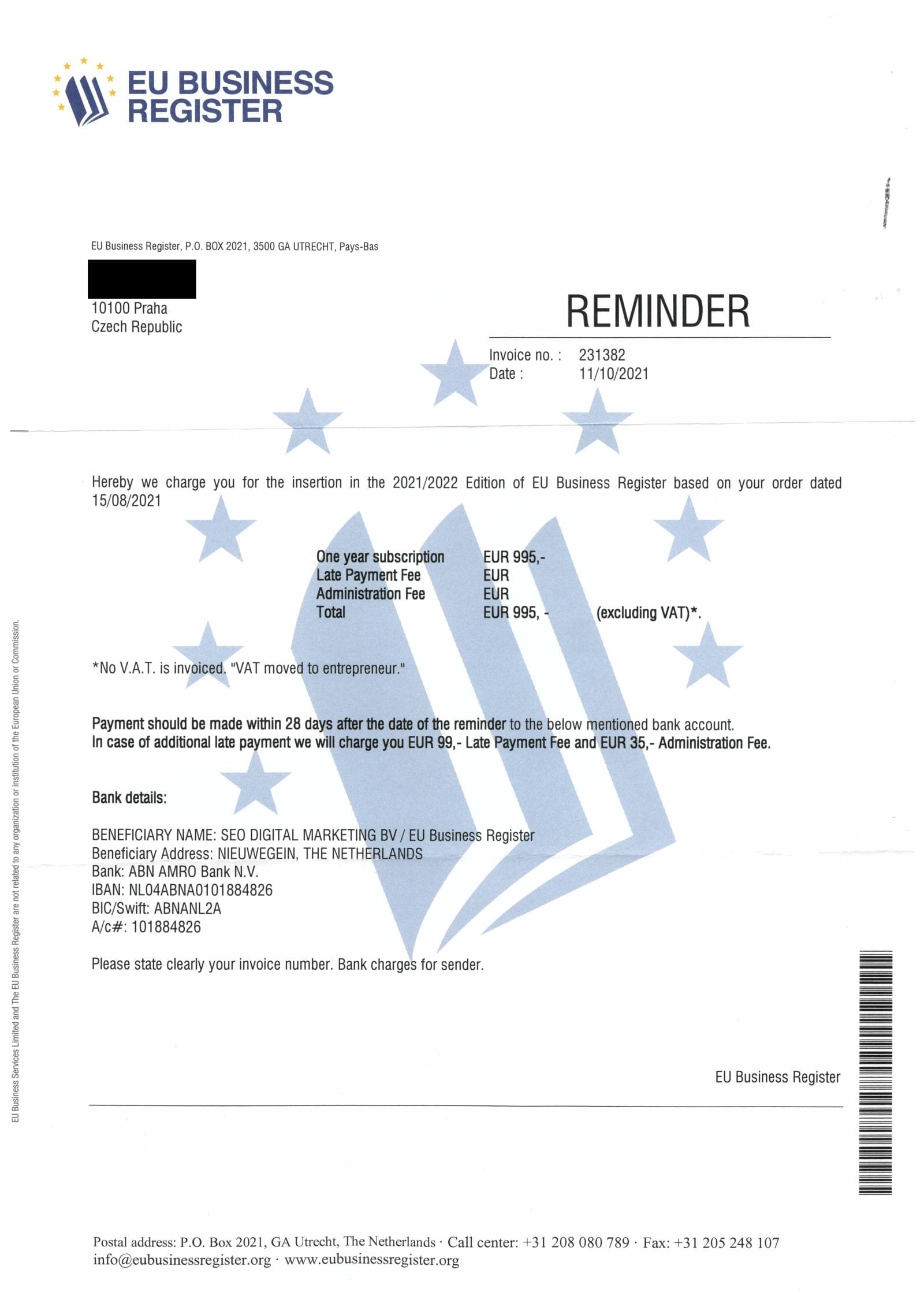 Spam “EU Business Register”: Qué sucede si no pagas Spam “EU Business Register”: Qué sucede si no pagas