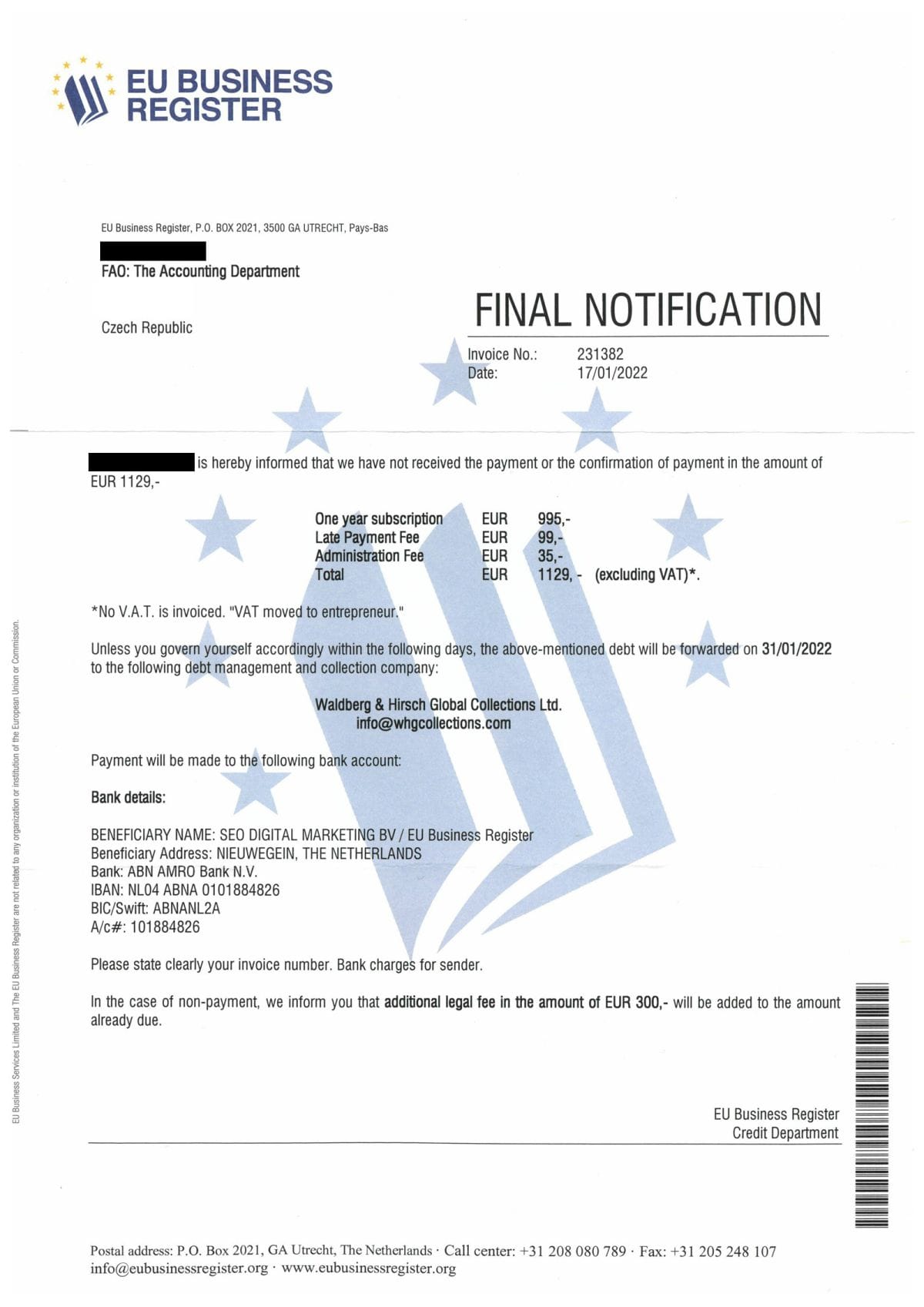 Spam “EU Business Register”: Qué sucede si no pagas Spam “EU Business Register”: Qué sucede si no pagas