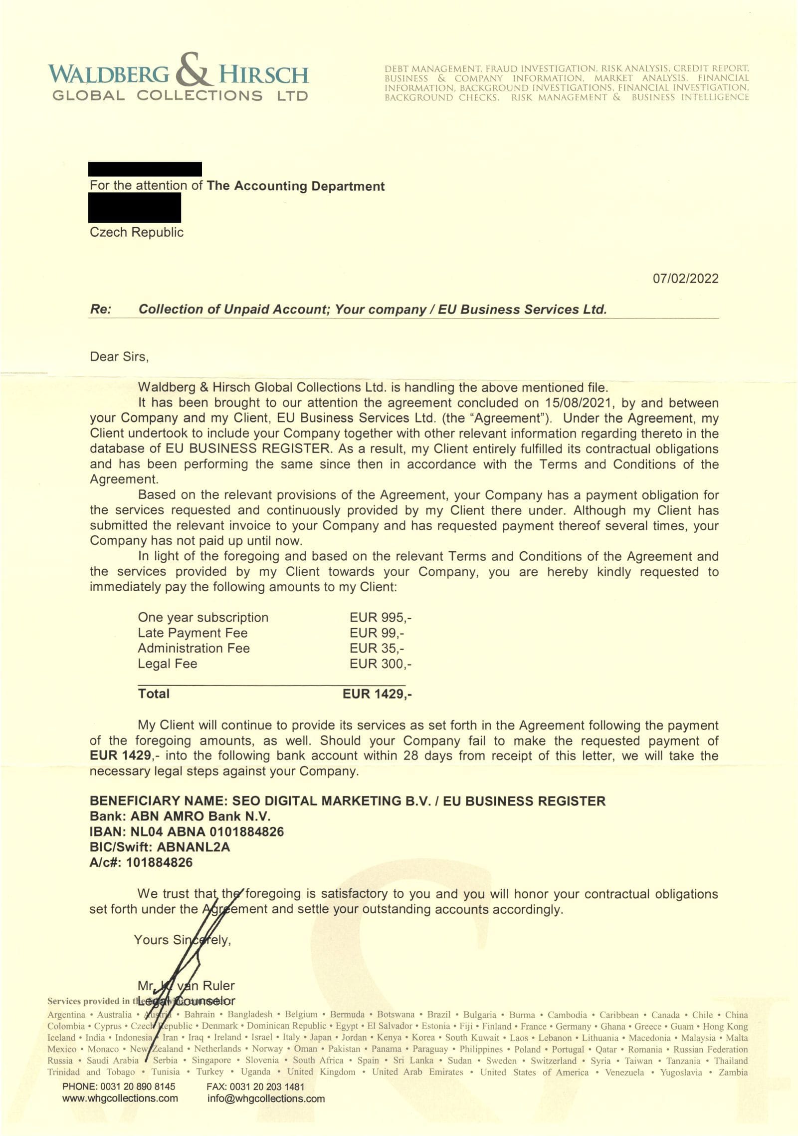 Spam “EU Business Register”: Qué sucede si no pagas Spam “EU Business Register”: Qué sucede si no pagas